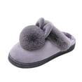 thumbnail image 2 of Clearance Under $5.00,Lolmot House Slippers for Women Fluffy Winter Warm Slippers Cute Faux Fur Non-Slip Home Slippers Ball Bunny Ear Home Bedroom Flat Shoes Indoor Slip on Fuzzy Slippers, 2 of 3