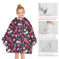 thumbnail image 6 of Dark Blue Christmas Pattern Blanket Hoodies for Kids 6-13YR Oversize Wearable Blanket Hoodies for Boys Girls Teens, 6 of 7