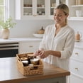 thumbnail image 6 of 2 Pcs Pantry Baskets for Organizing, Handwoven Wicker Storage Baskets, Water Hyacinth with Wooden Handles, 6 of 7