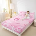 thumbnail image 3 of Erosebridal Pink Girly Bow Queen Sheet Sets For Kids,3D Letter C Personalized Initial Bed Set 4-Piece, 3 of 6