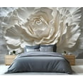 thumbnail image 3 of Stereo White Roses Flowers Wall Mural, Relief Art 3D Wallpaper, Nordic Modern Luxury Wall Sticker Wall Decor For Bedroom Living Room Children's Room 59"W x 39.4"H (Not Peel and Stick), 3 of 6