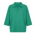 thumbnail image 7 of BLVB Women's 3/4 Sleeve Knit Tops V Neck Collared T-Shirts Loose Casual Tunic Blouses Button Tees Fall Clothes, 7 of 7