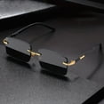 thumbnail image 2 of Typpkmm Rimless Sunglasses Rectangle Fashion Popular Women Men Shades Small Square Sun Glasses for Female Male Summer Traveling Oculos, 2 of 7