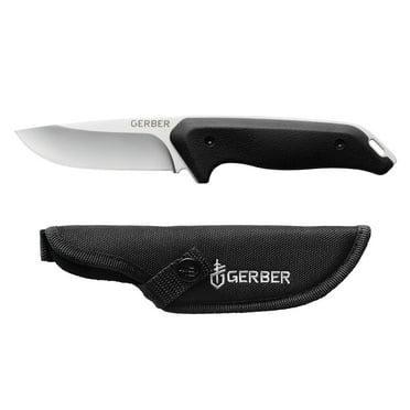 Gerber Moment Fixed Blade Knife, Full Tang, Stainless Steel. Black with Sheath, 1 Count