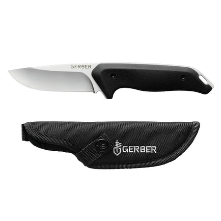 Gerber Moment Fixed Blade Knife Full Tang Stainless Steel. Black with Sheath 1 Count