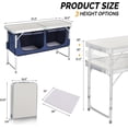thumbnail image 3 of QueipA Portable Camping Table with Storage, Outdoor Aluminum Folding Camping Table with 3 Adjustable Height, Foldable Camp Tables for Backyards BBQ Party Picnic Beach Indoor, White, 3 of 16