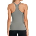 thumbnail image 3 of Attraco Women Solid Ribbed Workout Tank Tops Builting in Bra Tight Racerback Scoop Neck Sports Top, 3 of 7