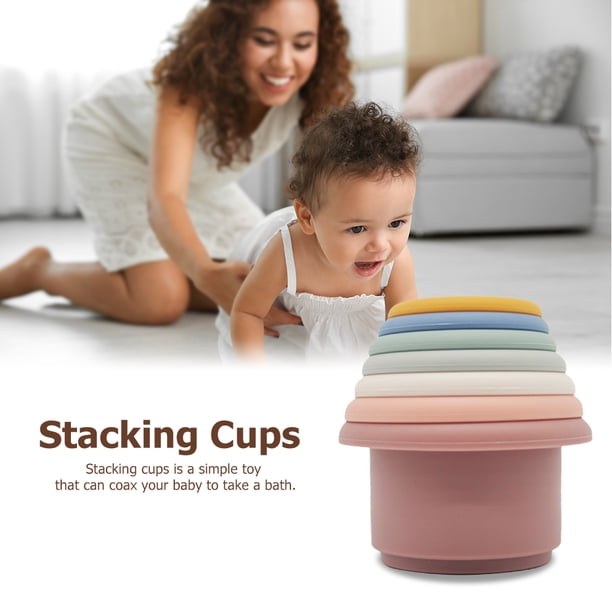 Tazas apilables de silicona para bebé juguetes educativos de baño para Tmvgtek bebé juguetes Montessori torre de pilas