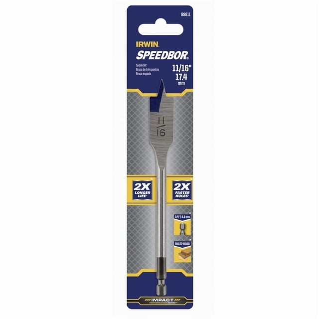 Broca para madera IRWIN Speedbor de acero al carbono de 11/16 pulgadas x 15 cm