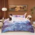 thumbnail image 3 of Erosebridal Chic Horse Duvet Cover Set for Girls, Pink Cherry Blossoms Bedding Full, Reversible 3pcs 1 Duvet Cover and 2 Pillowcases (No Comforter), 3 of 6