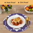 thumbnail image 4 of Purple Boho Round 15 Inch Placemats Set of 4, Vintage Classic Bohemia Flower Textured HeatResistant Non Slip Place Mats for Dining Table, Wipeable Braided Kitchen Table Mats for Housewarming, 4 of 9
