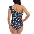thumbnail image 5 of Picia Cherry Blossoms Pattern Women's One Piece Swimsuits,One Shoulder Swimwear Asymmetric ,Ruffle Monokinis Bathing Suits,High Waisted Flattering Bathing Suits-Large, 5 of 8