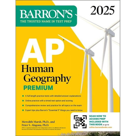 Barron's AP Prep AP Human Geography Premium, 2025: Prep Book with 6 Practice Tests   Comprehensive Review   Online Practice, (Paperback)