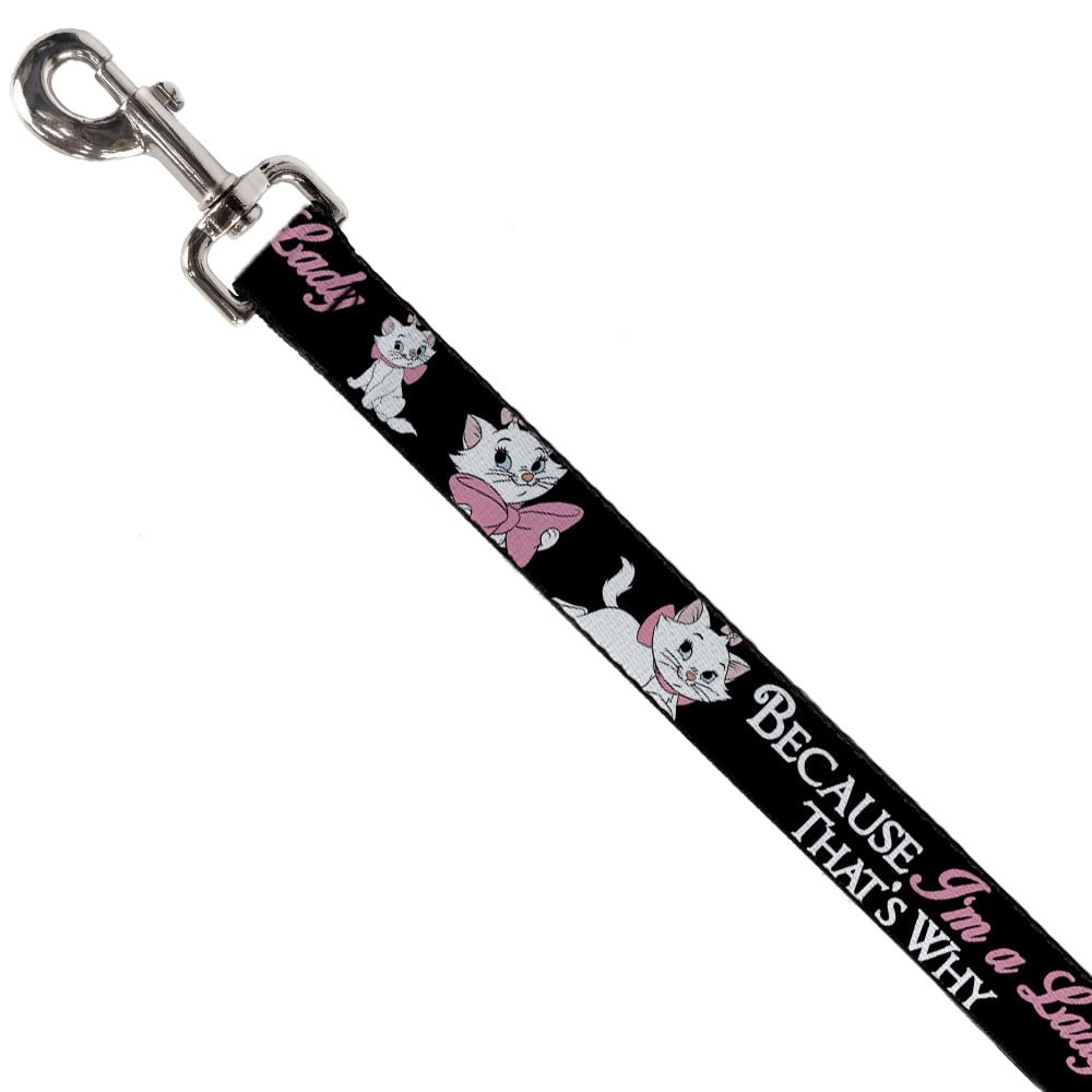 Disney Pet Leash, Dog Leash, Aristocats Marie Poses Because Im A Lady Thats Why Black, 4 Feet Long 1.0 Inch Wide