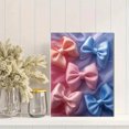 thumbnail image 2 of Qisvanset 12x16 Inch 2D Flat Framed Canvas Art, Pink Blue Bow Coquette Style Cute Wall Art Nursery Dorm Apartment Decor, 2 of 5