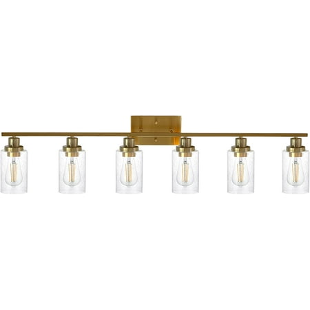 

Brushed Brass Vanity Lighting Fixtures Over Mirror with Bubbled Glass Shade Modern Bathroom Vanity Light Industrial Wall Mount Lamp for Bath Bedroom Hallway