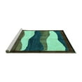 thumbnail image 2 of Ahgly Company Machine Washable Indoor Rectangle Oriental Turquoise Blue Modern Area Rugs, 7' x 9', 2 of 4