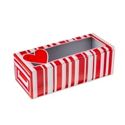Valentine's Day Red, Pink and White Stripe Paper Treat Boxes, 9 in x 3.25 in x 2.5 in, 3 Count, Way To Celebrate