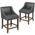 thumbnail image 3 of Emma + Oliver 24"H Walnut Counter Stool with Accent Nail Trim - Dk Gray LeatherSoft, Set of 2, 3 of 14