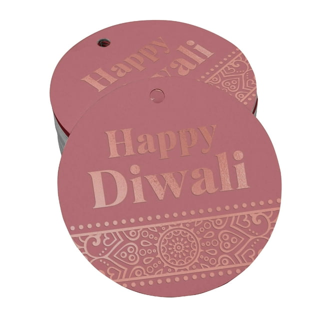 Inkdotpot Real Rose Gold Foil Happy Diwali Tags Favor Hang Paper Tags 50 Pieces