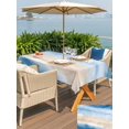 thumbnail image 5 of Outdoor Tablecloth with Umbrella Hole for Patio/Picnic/Party/Camping, Navy Blue Coastal Waterproof Table Cloth Rectangle Table Cover Washable, Beach Nautical Seaside Ocean Beige (60"x 102"), 5 of 9