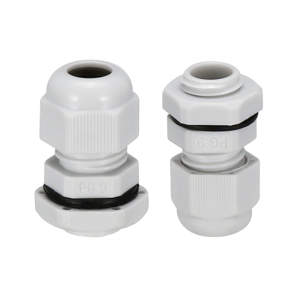 100Pcs PG9 Cable Gland Waterproof Plastic Wire Glands Joints White for
