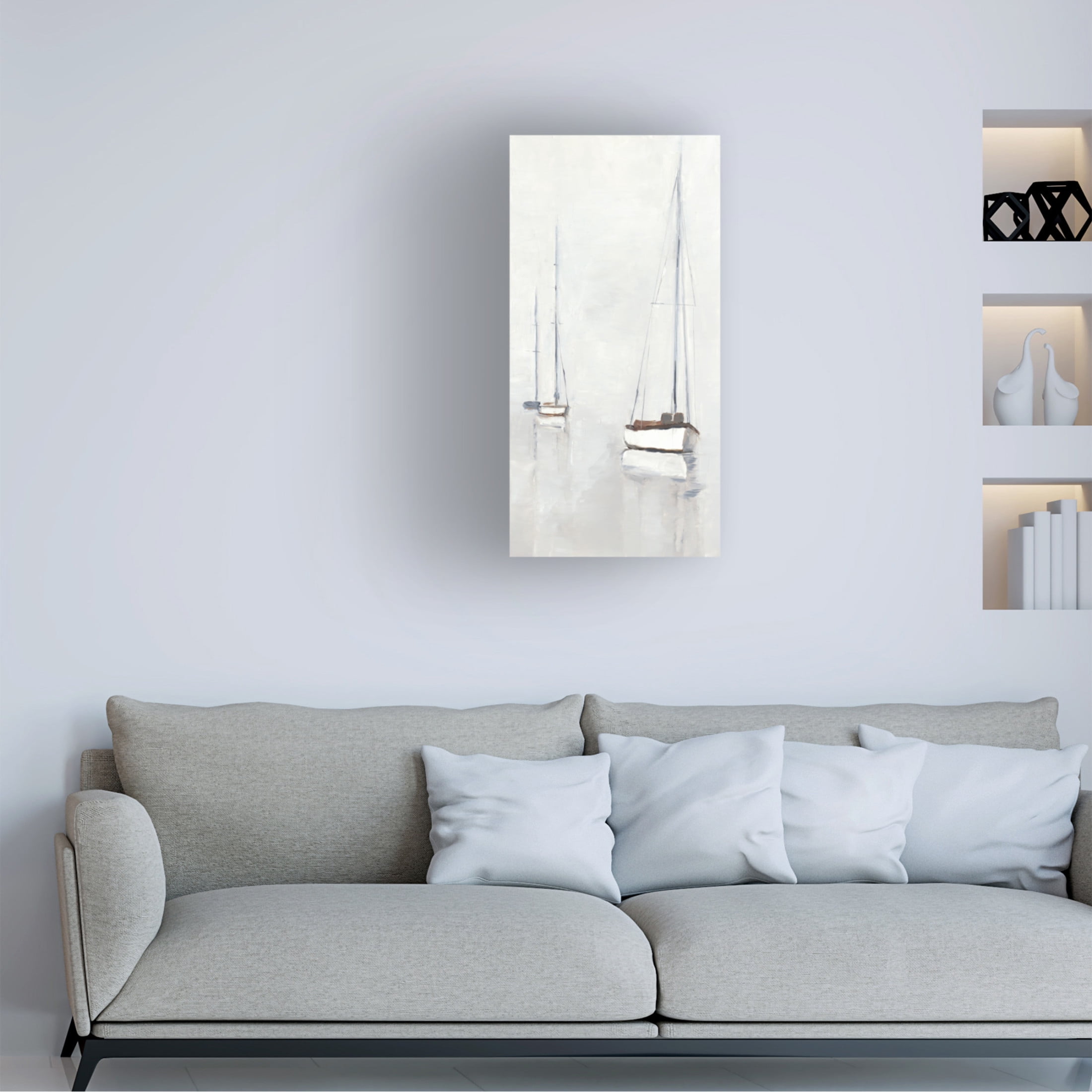 Canvas Wall Art - Ethan Harper 'Foggy Harbor I' Wall Art for Living Room, Bedroom, or Office Décor by Trademark Fine Art - 10 x 19 Inches