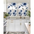 thumbnail image 4 of Blue Floral Spring Swag Kitchen Curtains Sets for Windows 24 Inch Length, Vintage Summer Botanical Art Short Window Curtain Panels Swags Valances and Tiers 3 Piece Set for Cafe/Dining Room, 4 of 5