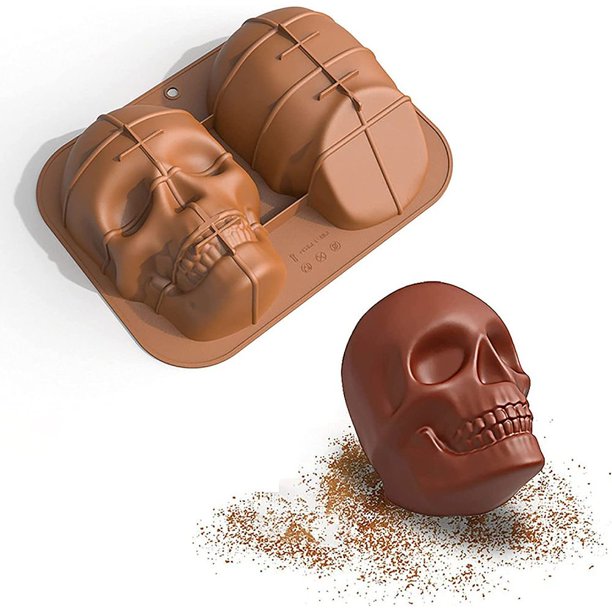 Molde de silicona 3D para Halloween, molde para hornear con calavera grande, molde para pastel de silicona con calavera, bandejas grandes para hornear pasteles con calavera fantasma para fiesta de