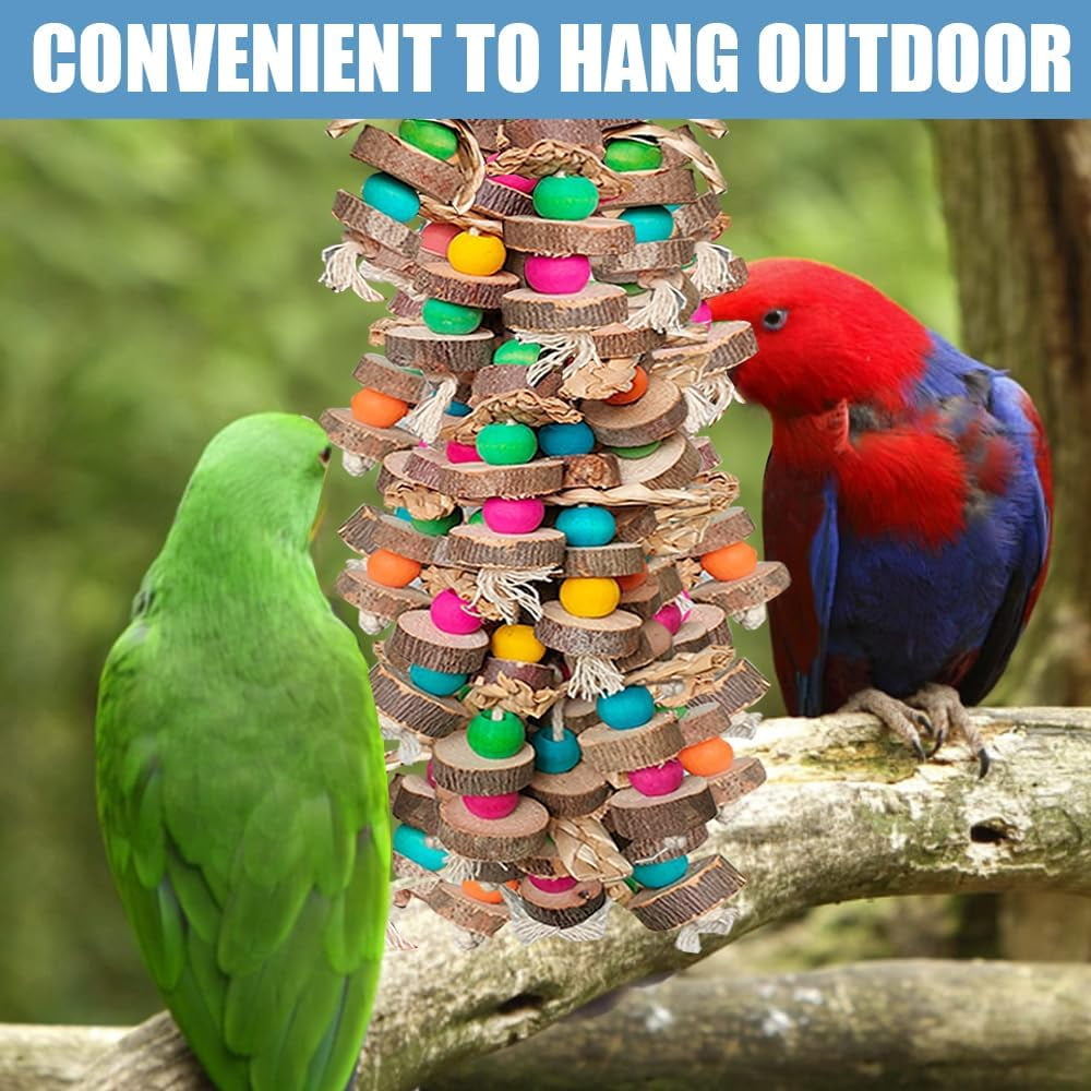 Bird Toys, Multicolored Wooden Blocks Chewing Toy for Parrot Cage