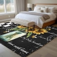 thumbnail image 5 of Area Rug 72×108in, Bee Sunflower Plant Vase Floor Carpet Living Room Rug, Vintage Stamp Black White Grid Non-Slip Welcome Mat Indoor Rugs for Bedroom Dining Room, 5 of 9