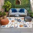 thumbnail image 2 of Fall Blue Pumpkin Outdoor Rug for Patio/Deck/Porch, Non-Slip Large Area Rug 3 x 5 Ft, Thanksgiving Autumn Daisy Pastoral Indoor Outdoor Rugs Washable Area Rugs, Reversible Camping Rug Carpet Runner, 2 of 8