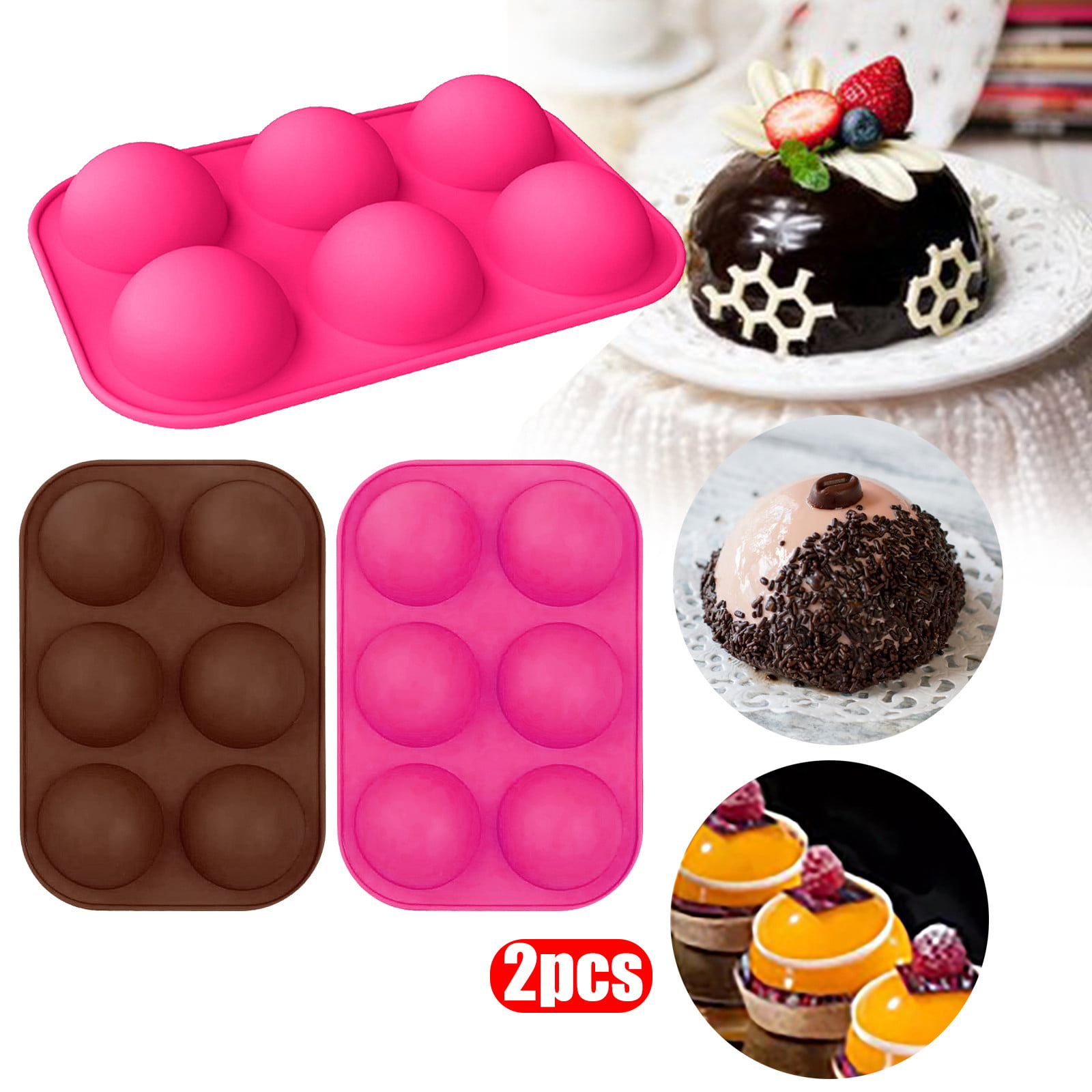 Silicone Half Ball Sphere Chocolate Cake Soap Muffin Pastry Jelly Mold Tray 