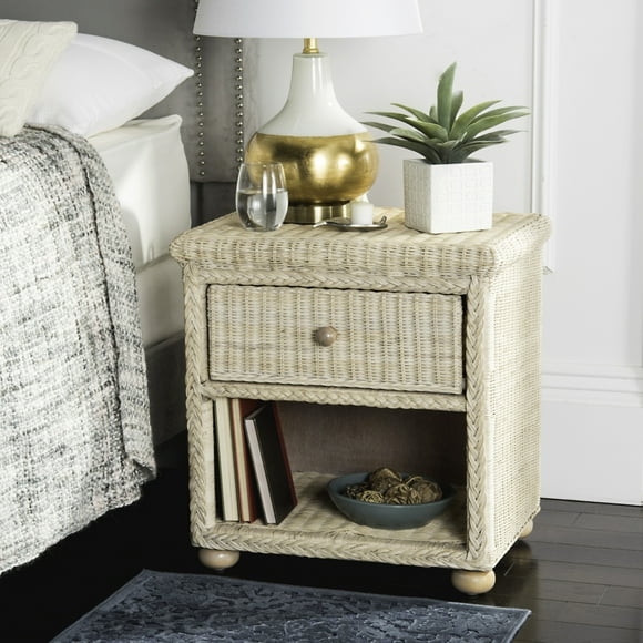 White Wicker Nightstand