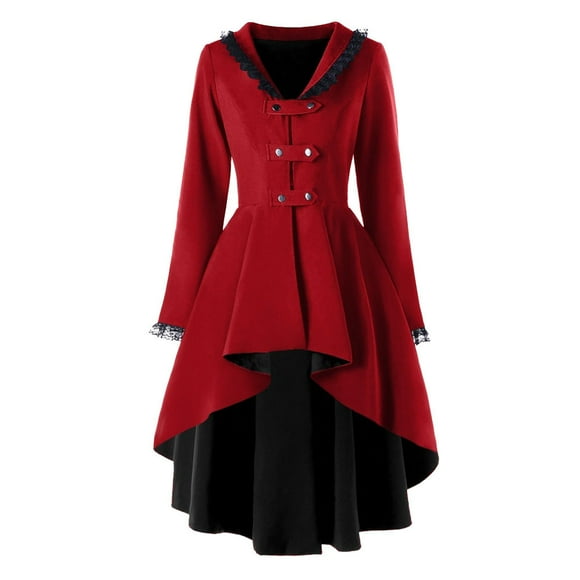 2025 Women Slim Casual Mexican Gothic Clothing Size 8Xl Irregular Top Outwear Long Gothic Clothing Men Boots Sleeve Lace Splice formal Sexy Gothic Dress Coat
