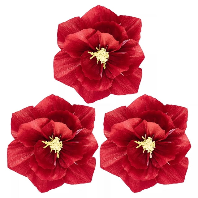LCXmlly DIY Paper Flowers 3Pcs Crepe Flowers 3D Visual Effects Realistic Create Birthday Backdrop Flower Craft Wedding Supplies