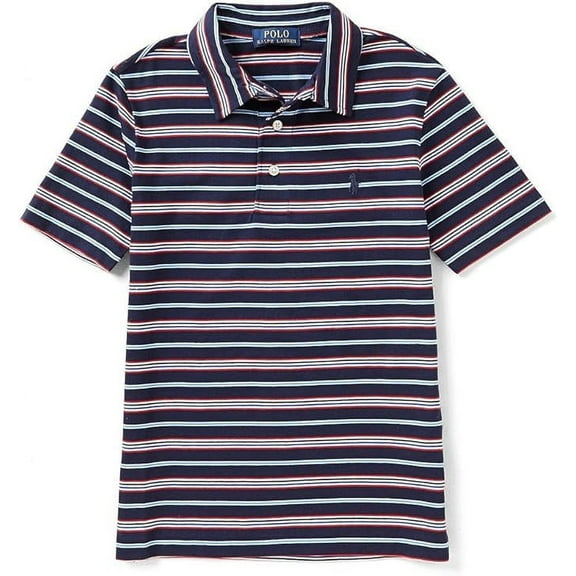 Polo Ralph Lauren Little Boys Striped Short Sleeve Polo Shirt (2T, French Navy)