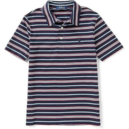Polo Ralph Lauren Little Boys Striped Short Sleeve Polo Shirt (2T, French Navy)