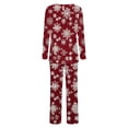 thumbnail image 5 of Puntoco Pijamas de mujer con cuello redondo, pantalones y bolsillo en la parte superior con estampado navideño para mujer, 5 of 5