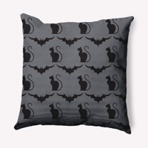 Simply Daisy 16" x 16" Cats and Bats Indoor/Outdoor Polyester Throw Pillow, Steel Gray