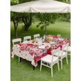 thumbnail image 3 of Outdoor Tablecloth with Umbrella Hole and Zipper, Valentine's Day Rectangle Table Cloth 54x80 Inch Waterproof Tablecloth, Pink Gnomes Love Roses Romantic Beige Picnic Table Cover for Patio Camping, 3 of 7