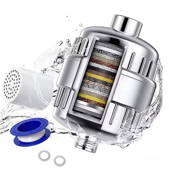 18 Stage Shower Head Filter - Reduces Dry Itchy Skin, Dandruff, Eczema, and Dramatically Improves The Condition of Your Skin, Hair and Nails - Chrome