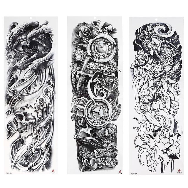 3 piezas mangas de tatuajes falsos