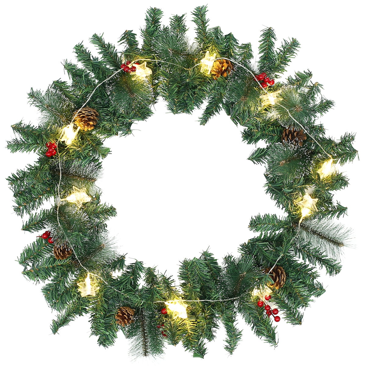 5.5m Christmas Garland Artificial Green Pine Tree String Lights Xmas Home Decor 