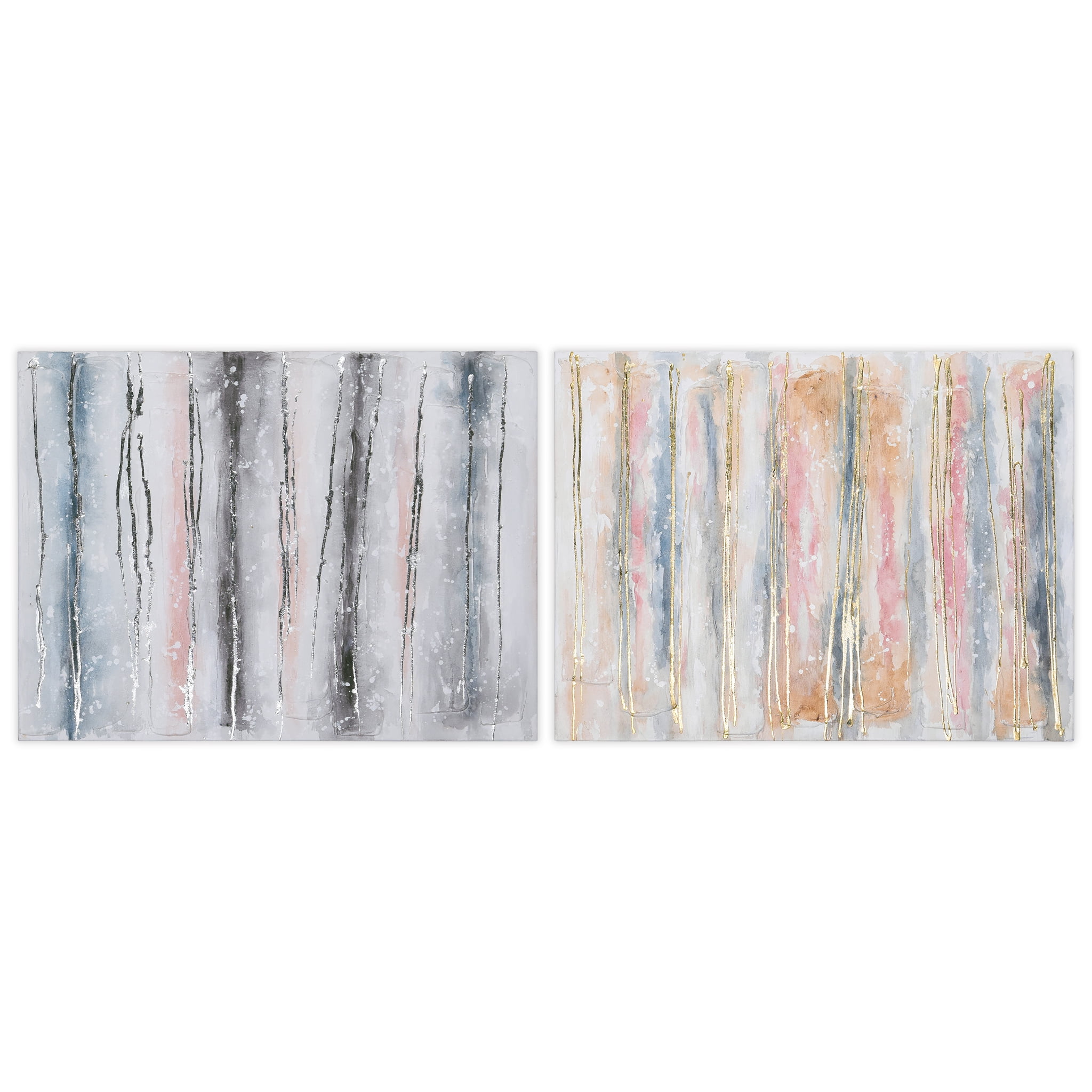 Empire Art Direct Blue & Golden Roads Textured Metallic Hand Painted Wall Art, 30" x 40" each, Ready to Hang
