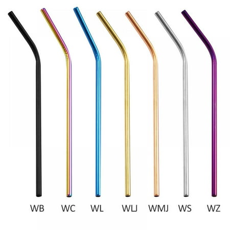 

7 Pack Reusable Stainless Steel Straws 8.5 Inch Long Eco Friendly Metal Drinking Straws Travel Straws for Tumblers Wine and Cold Drinks Dishwasher Safe