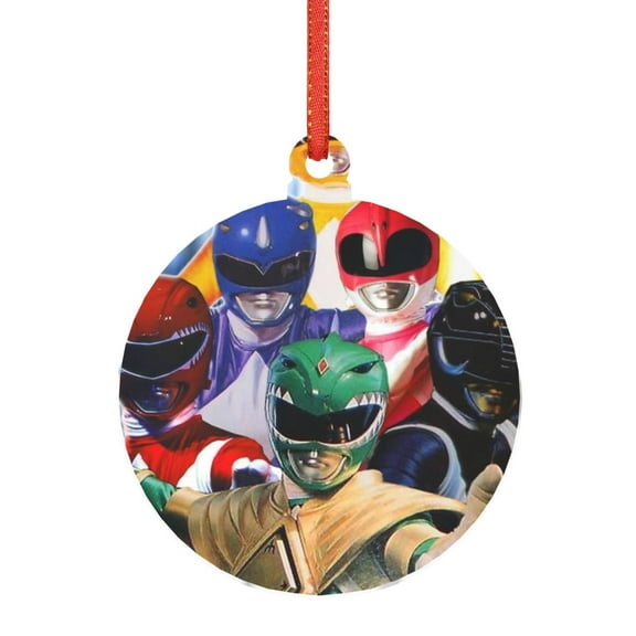 Power Rangers Acrylic Ornament Decorative Christmas Hanging Pendant For Home Decor, Christmas Tree, Party Round Shape
