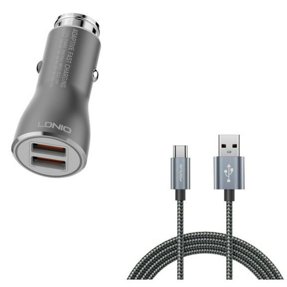 Type-C 10ft USB Cable w 36W Fast Car Charger for Samsung Galaxy A72 5G/A52 5G/A42 5G/A32 5G/A12 5G - Charger Cord Power Wire, 2-Port USB R5G Compatible With Galaxy A72 5G/A52 5G/A42 5G/A32 5G/A12 5G