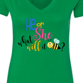 thumbnail image 4 of Inktastic He or She What Will It Be? Women's V-Neck T-Shirt, 4 of 5