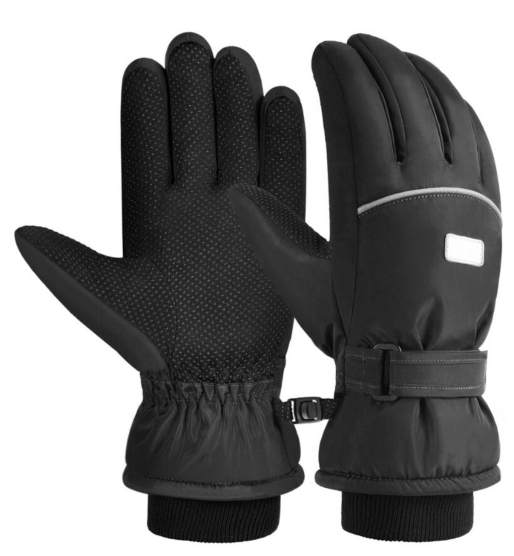 Vbiger Kids Waterproof Ski Gloves, Black photo 1
